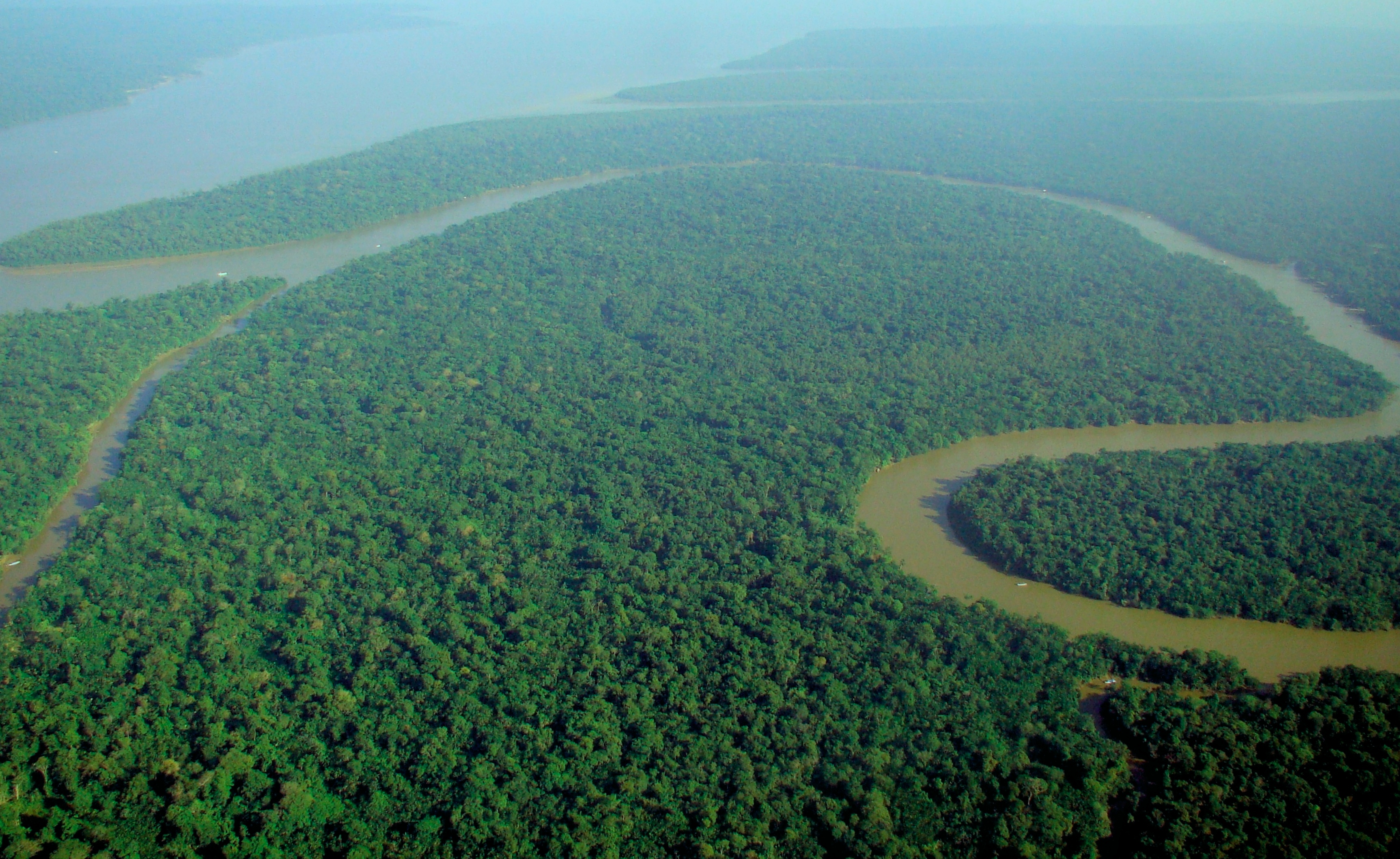 Vue aérienne du fleuve Solimões et de la forêt amazonienne au Brésil le 9 septembre 2009, photographie d’archive et non mesure de déforestation en 2026
