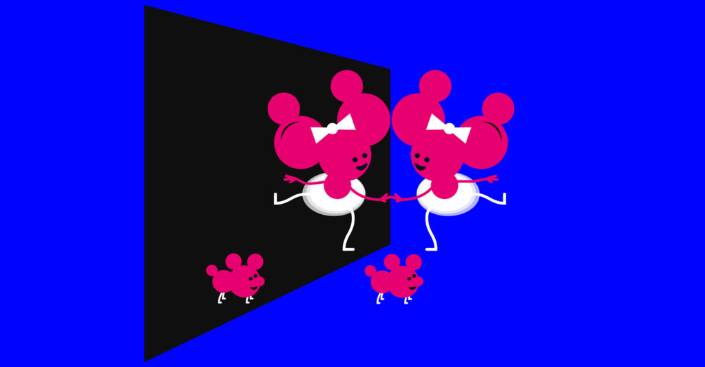 Illustration officielle du Nobel de chimie 2026 : une molécule personnifiée face à son image en miroir
